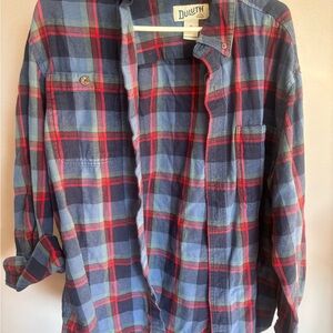Duluth Trading Co Blue and Red Checkered Shirt (untucked style)